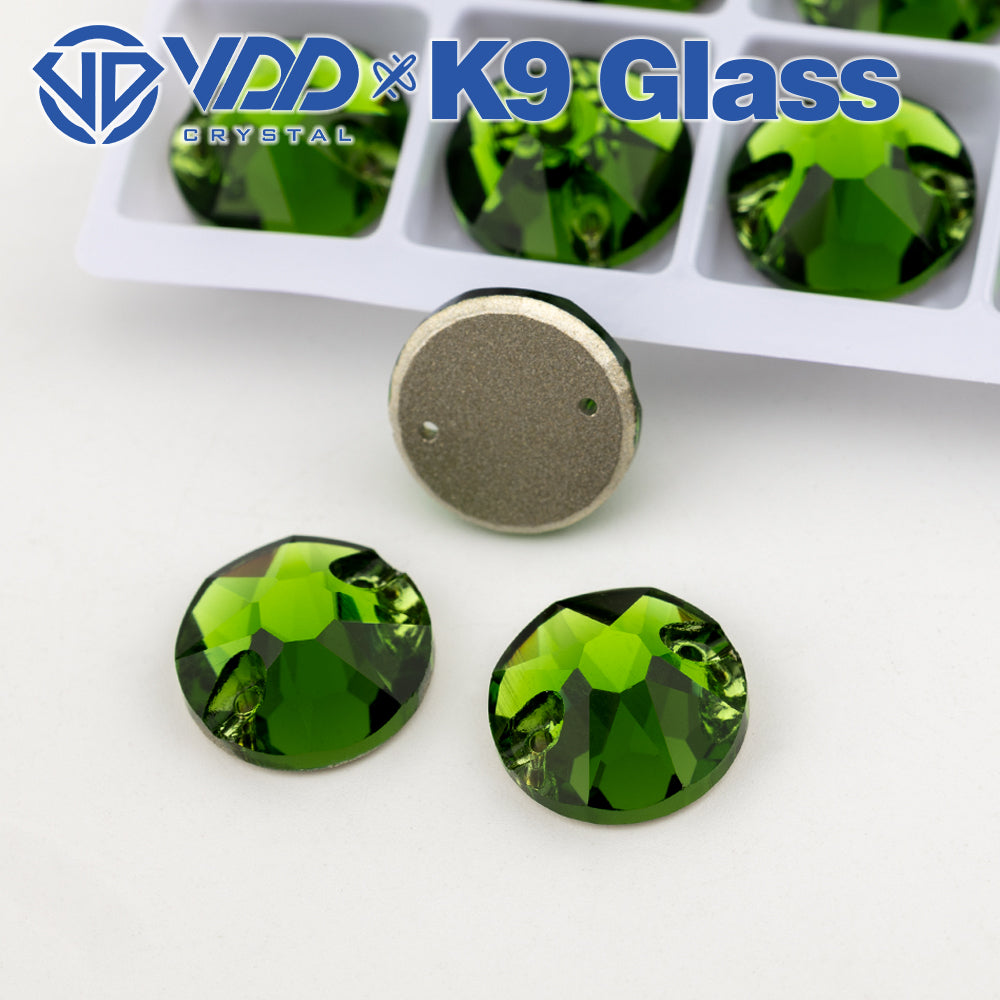 VDD S113 Fern Green 8 Big 8 Small Top Quality K9 Glass Sew on Rhinestones Crystal Flatback Sewing Stones for Clothes Decorations