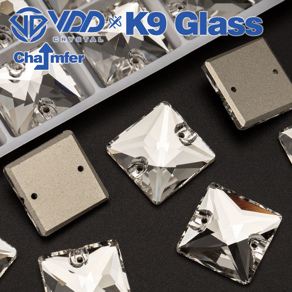 VDD Square K9 Glass Sew on Rhinestone Sewing Clear Crystals Flatback Strass Stones for Clothes Accessories Wedding Dress