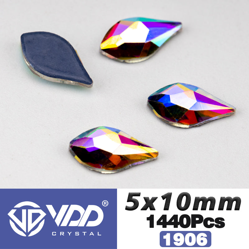 VDD 1906-5x10mm Wholesale 1440Pcs Rectangle Glass Rhinestones Crystal AB Flatback HotFix Strass Shape 3D Stones For Nail Art DIY Decorations