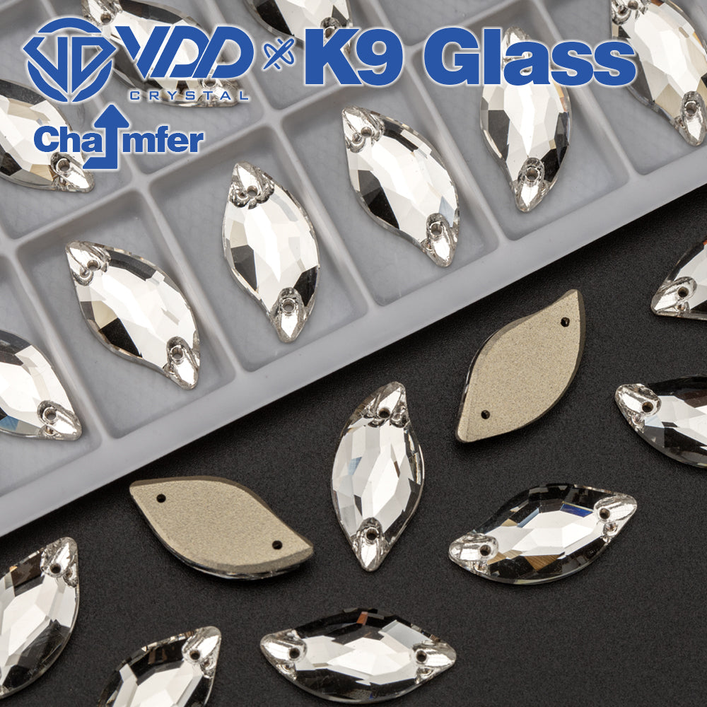 VDD S101 Crystal Leaf Top Quality K9 Glass Sew on Rhinestones Crystal Flatback Sewing Stones for Clothes Decorations