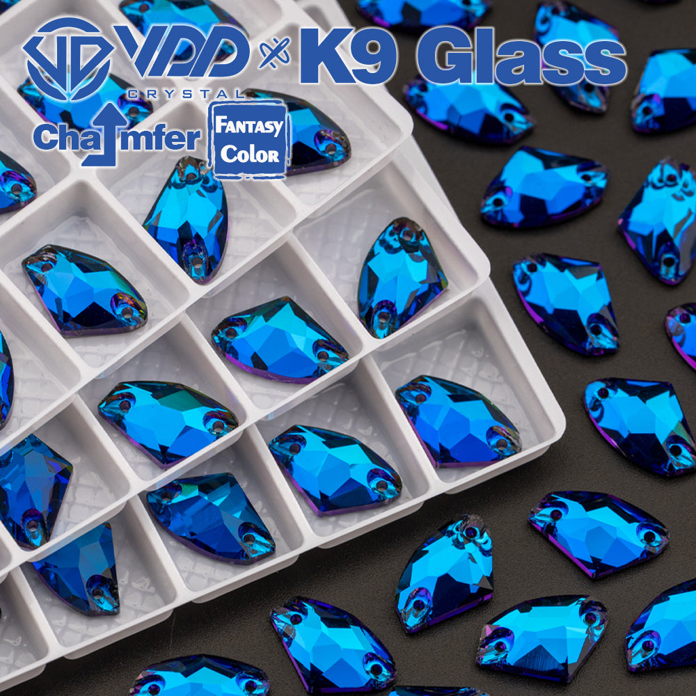 VDD Galactic 9x14mm 36Pcs Bermuda Blue Top Quality K9 Glass Sew on Rhinestones Sewing Crystal Flatback for Garment Accessories