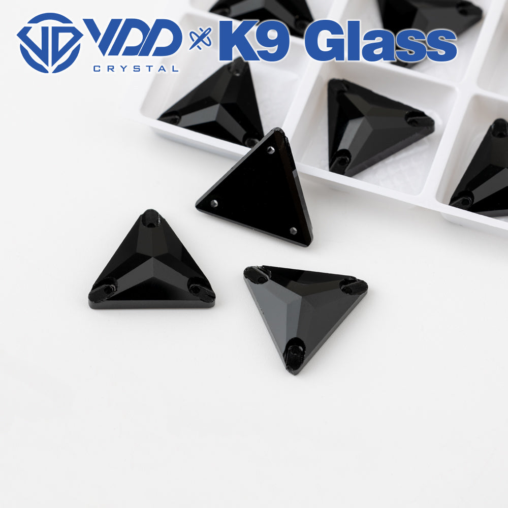 VDD S102 Jet Triangle Top Quality K9 Glass Sew on Rhinestones Crystal Flatback Sewing Stones for Clothes Decorations