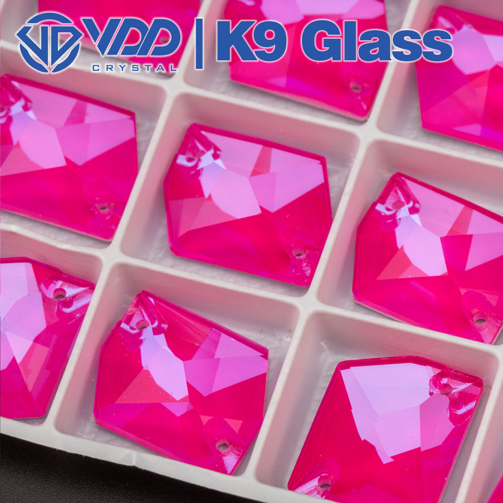 VDD 17x21mm Neon Rose Cosmic Top Quality Glass Sew on Rhinestones Crystal Flatback Stones for Clothes Decoration Wedding Dress