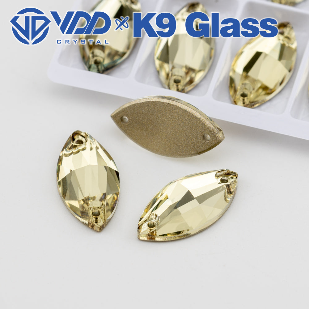 VDD S104 Jonquil Navette Top Quality K9 Glass Sew on Rhinestones Crystal Flatback Sewing Strass Stones for Garment Decorations