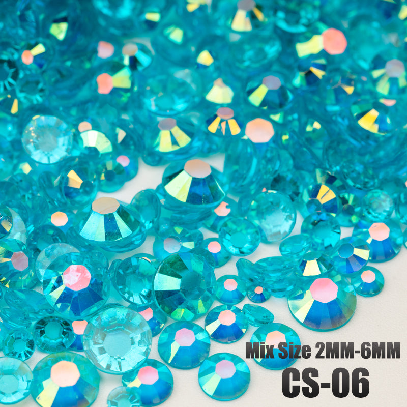 VDD CS-06 Mix Size 2-6mm Resin Rhinestone Crystal Flatback Plastic Flatback Stones SHUZHI