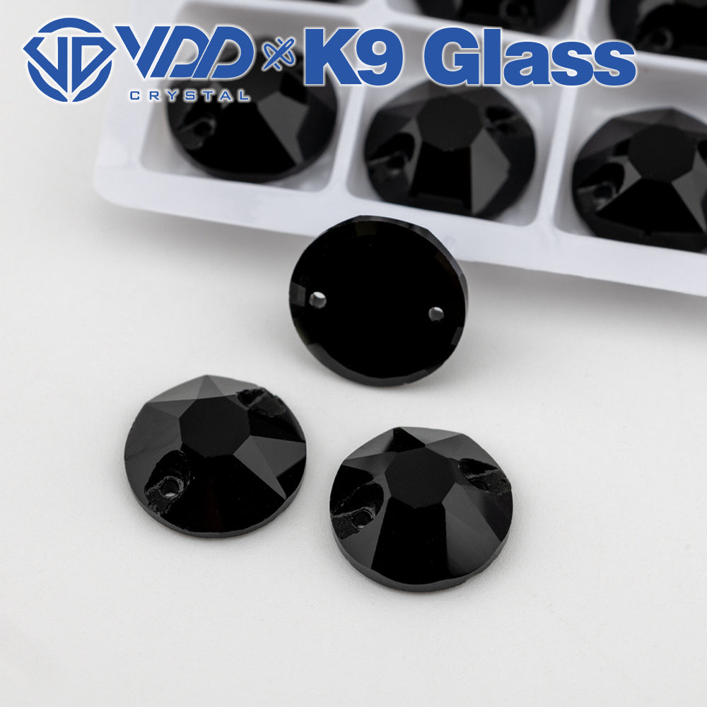 VDD S102 Jet  8 Big 8 Small Top Quality K9 Glass Sew on Rhinestones Crystal Flatback Sewing Stones for Clothes Decorations