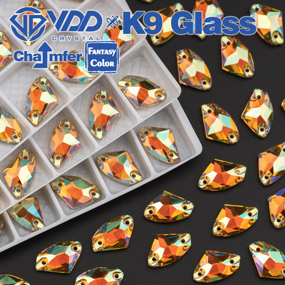 VDD Galactic 9x14mm 36Pcs Burning Sun Color Top Quality K9 Glass Sew on Rhinestone Sewing Crystal Flatback Garment Decoration