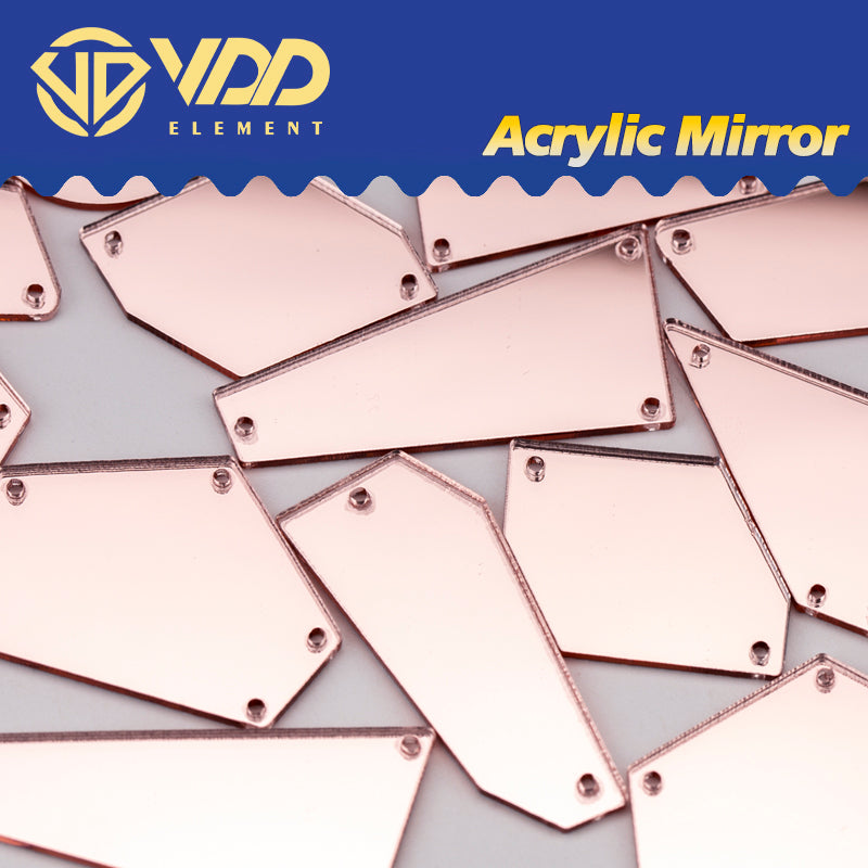 VDD 30/60/200Pcs Mix Size Pink Acrylic Mirror Sewing Rhinestones Sew On DIY Crafts Flat Back Stones For Garment Decorations