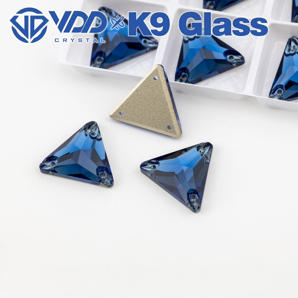 VDD S119 Montana Triangle Top Quality K9 Glass Sew on Rhinestones Crystal Flatback Sewing Stones for Clothes Decorations