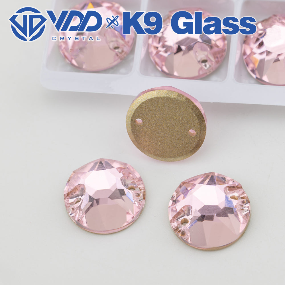 VDD S121 Light Rose 8 Big 8 Small Top Quality K9 Glass Sew on Rhinestones Crystal Flatback Sewing Stones for Clothes Decorations