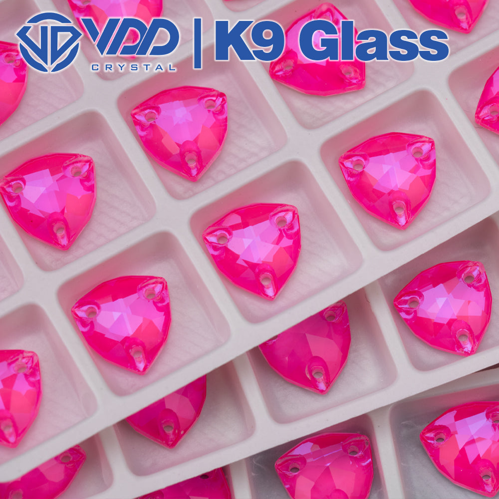 VDD 12x12mm Trilliant  K9 Neon Rose Glass Sew on Rhinestones Sewing Clear Crystal Flatback Stones for Clothes Accessories