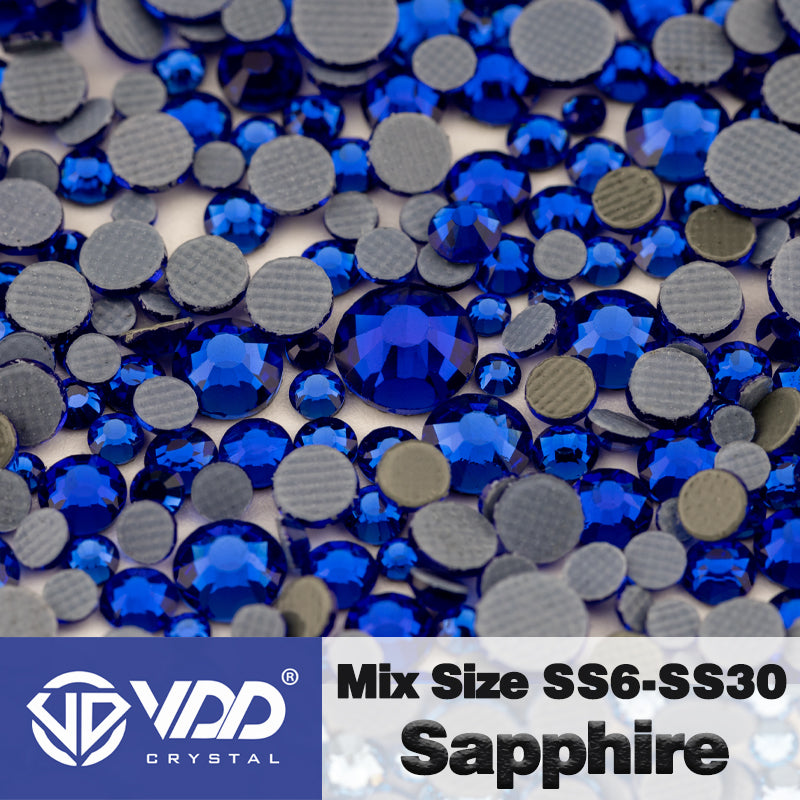 VDD 030 Sapphire Wholesale SS6-SS30 Hotfix Mix Size Glass Rhinestone Crystal Flat Back High Quality Strass Stones For DIY Clothes Accessories