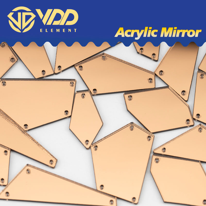 VDD 30/60/200Pcs Mix Size Light Peach Acrylic Mirror Sewing Rhinestones SewOn DIY Crafts FlatBack Stones For Garment Decorations