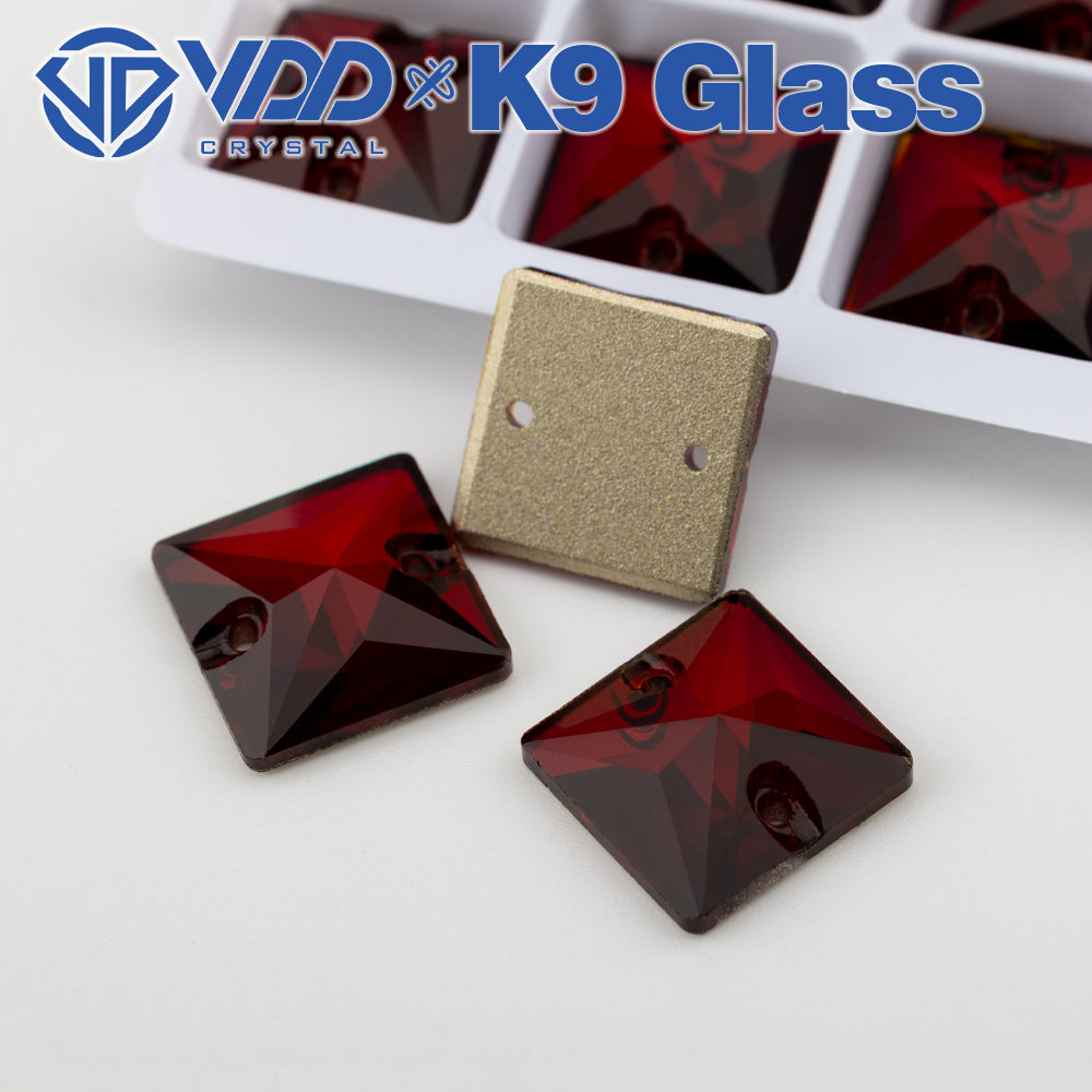 VDD S110 Garnet Square Top Quality K9 Glass Sew on Rhinestones Crystal Flatback Sewing Stones for Clothes Decorations