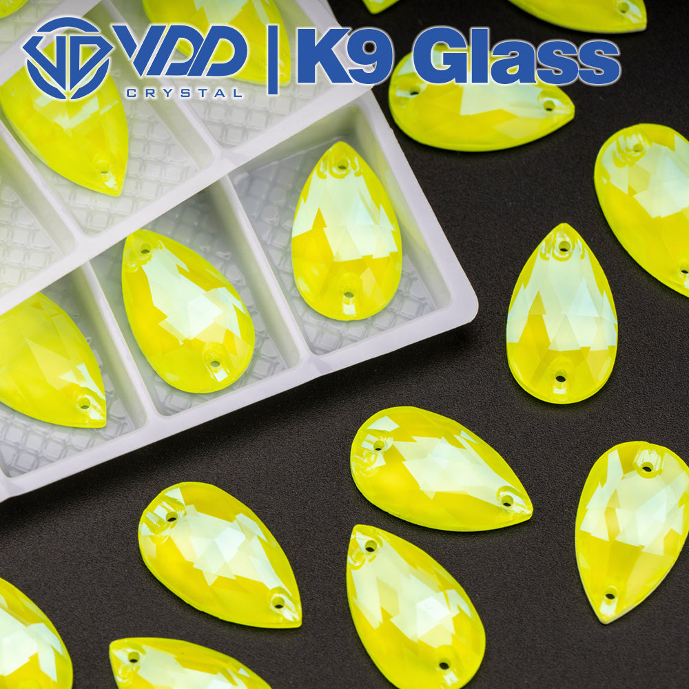 VDD Pear K9 Glass Sew on Rhinestones Sewing Clear Crystals Flat Back Strass Stones for Clothes Accessories Wedding Dress