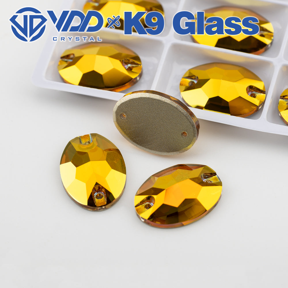 VDD S258 Sunshine  Oval Top Quality K9 Glass Sew on Rhinestones Crystal Flatback Sewing Stones for Clothes Decorations
