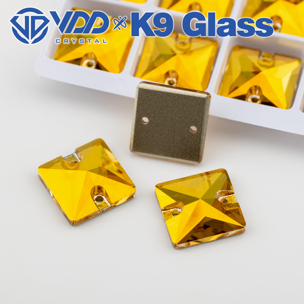 VDD S258 Sunshine Square Top Quality K9 Glass Sew on Rhinestones Crystal Flatback Sewing Stones for Clothes Decorations