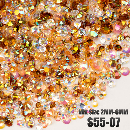 VDD S55-07 30g/100g Mix Size 2-6mm Resin Rhinestones Crystals Non Hot Fix Color AB Flat Back Stones For DIY Crafts Nail Art Decorations