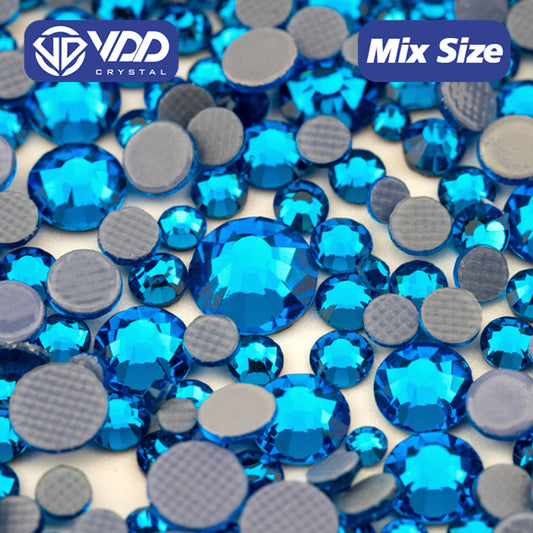 VDD 029 Capri Blue Wholesale SS6-SS30 Hotfix Mix Size Glass Rhinestone Crystal Flat Back High Quality Strass Stones For DIY Clothes Accessories