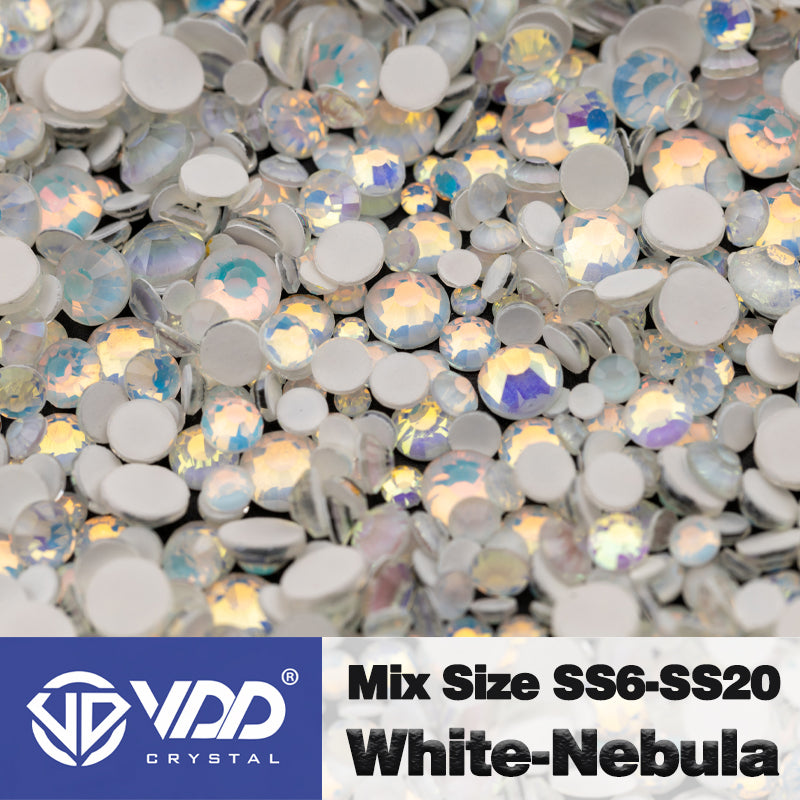 VDD 400 White-Nebula Mix Size SS6-SS20 Non-hotfix Rhinestones High Quality Glass Crystal Flatback Strass Stones KKmix-K156