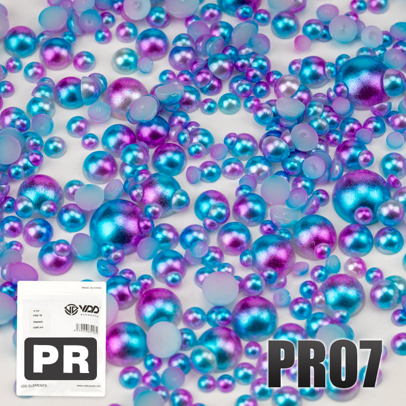 VDD PR07 3-10mm Mix Size ABS Half Round Pearls Flatback Beads Resin Rhinestones Flatback Stones ZHENZHU