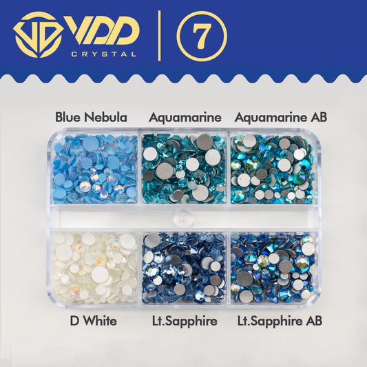 VDD DC-07 SS6-SS20 Mix Size 6 Grid Box Glass Rhinestones Crystal Flatback Glitter Stones For Nail Art Accessorie DIY Crafts Decoration