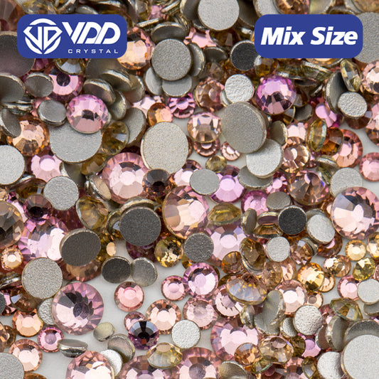 VDD 121 Pink Champagne Mix Size SS6-SS20 High Quality Glass Rhinestones Crystal Flatback Glitter Stones Nail Art DIY Crafts Decorations