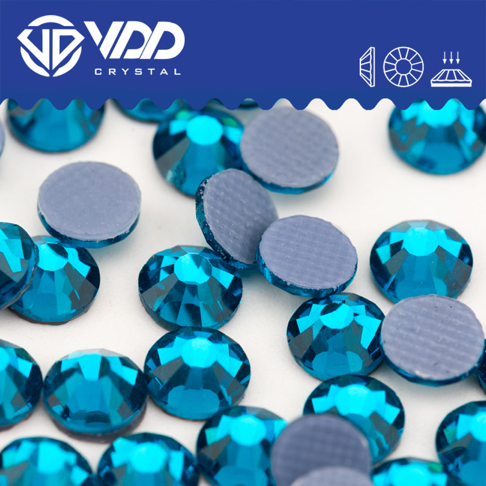 VDD 025 Indicolite Hot-Fix Rhinestones High Quality Glass Crystal Flatback Strass Stones Hotfix-025
