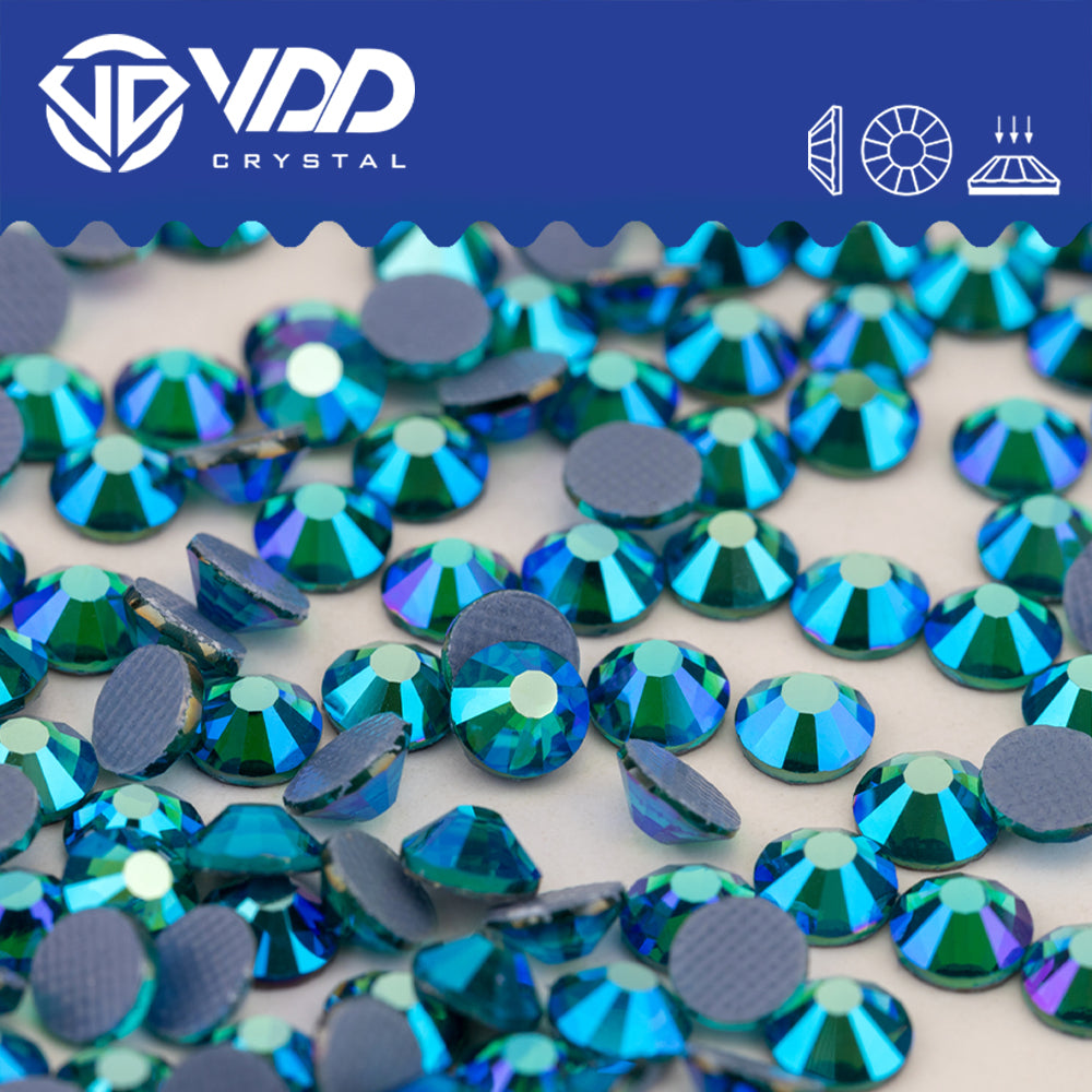 VDD  091 Blue Zircon AB Hot-Fix Rhinestones High Quality Glass Crystal Flatback Strass Stones Hotfix-091