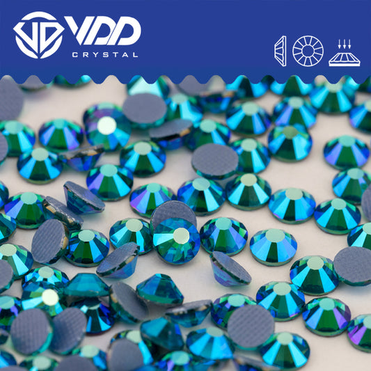 VDD  091 Blue Zircon AB Hot-Fix Rhinestones High Quality Glass Crystal Flatback Strass Stones Hotfix-091