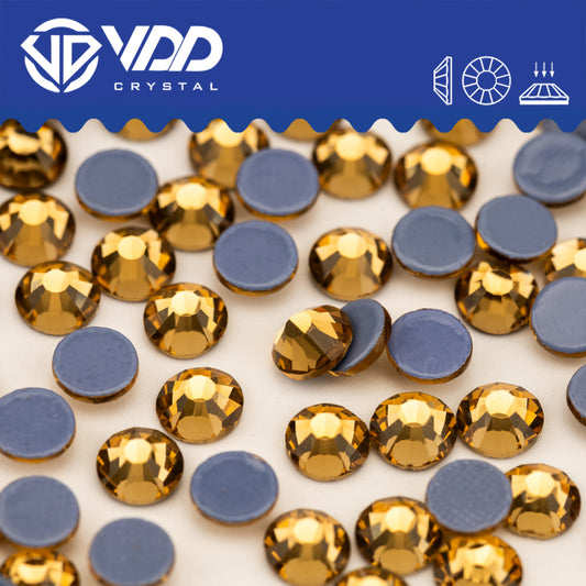 VDD 007 Lt.Colorado Topaz Hot-Fix Rhinestones High Quality Glass Crystal Flatback Strass Stones Hotfix-007