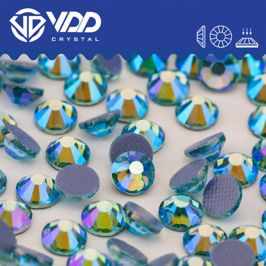 VDD  075 Aquamarine AB  Hot-Fix Rhinestones High Quality Glass Crystal Flatback Strass Stones Hotfix-075