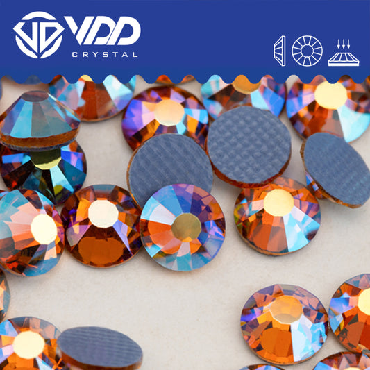 VDD  079 Topaz AB Hot-Fix Rhinestones High Quality Glass Crystal Flatback Strass Stones Hotfix-079