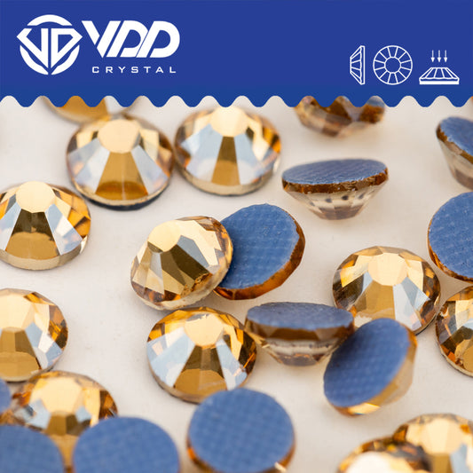 VDD 058 Golden Shadow Hot-Fix Rhinestones High Quality Glass Crystal Flatback Strass Stones Hotfix-058