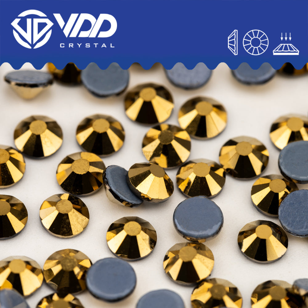 VDD 067 Aurum Hot-Fix Rhinestones High Quality Glass Crystal Flatback Strass Stones Hotfix-067