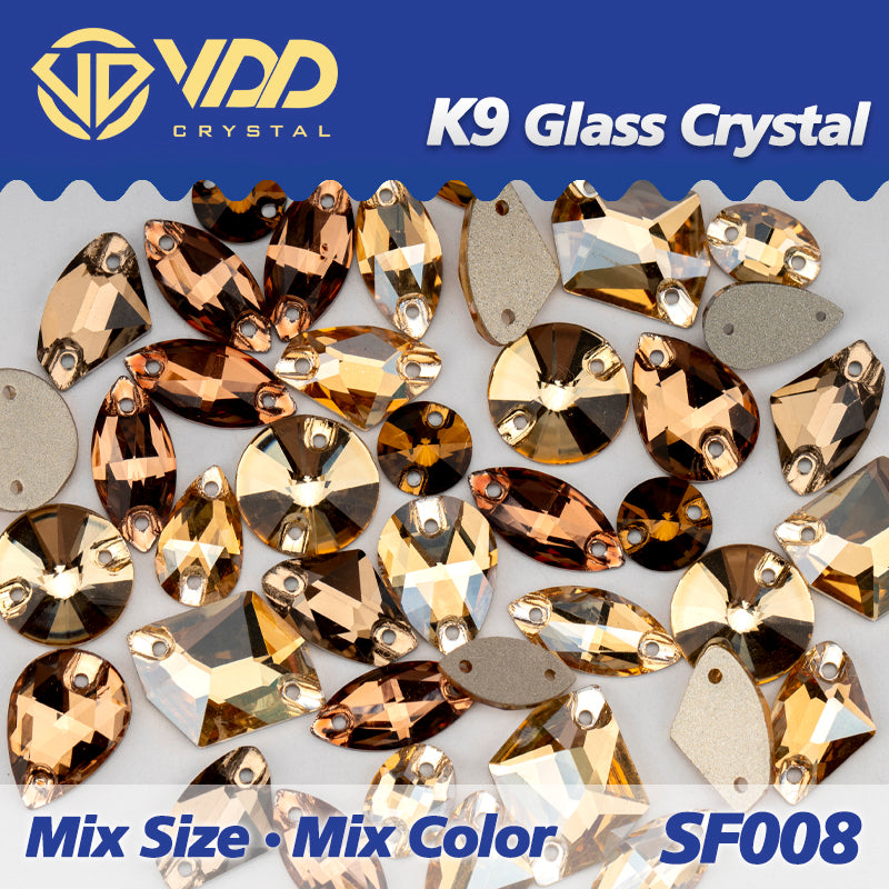 VDD SF008 20/50Pcs Mix Size AAAAA K9 Glass Sew On Rhinestones Sewing Crystal AB Flat Back Stones For Clothes Accessories Wedding Dress