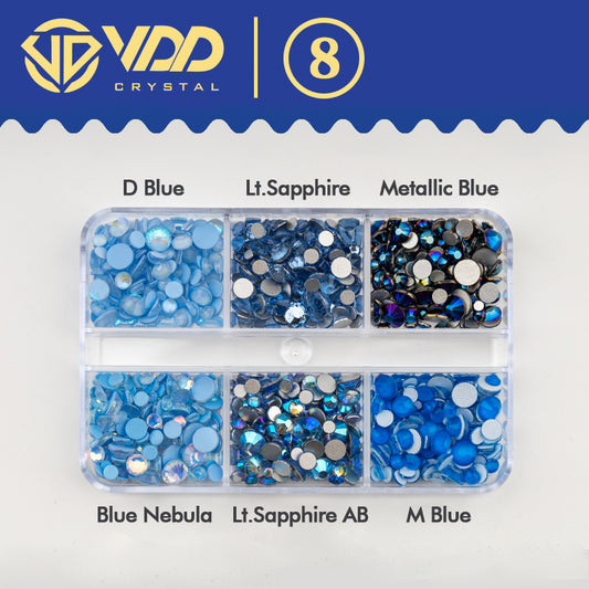 VDD DC-08 SS6-SS20 Mix Size 6 Grid Box Glass Rhinestones Crystal Flatback Glitter Stones For Nail Art Accessorie DIY Crafts Decoration