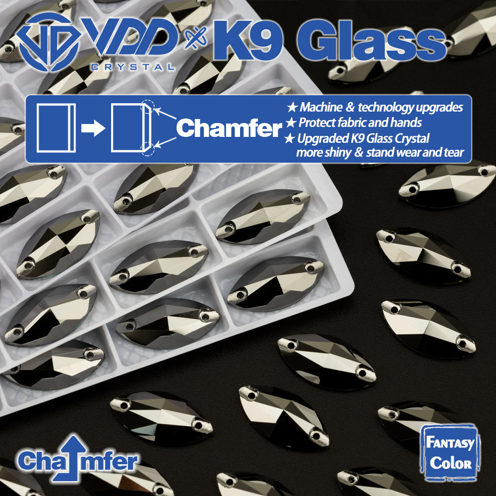 VDD Navette 9x18mm 36Pcs Hematite Color Top Quality K9 Glass Sew on Rhinestone Sewing Crystal Flatback Clothes Decorations