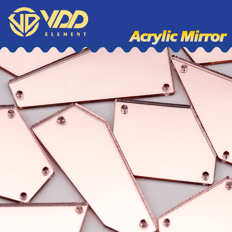 VDD 30/60/200Pcs Mix Size Pink Acrylic Mirror Sewing Rhinestones Sew On DIY Crafts Flat Back Stones For Garment Decorations