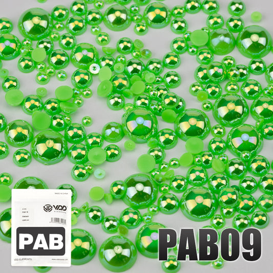 VDD PAB09 Bulk Wholesale 2.5-10mm Color AB Macaroon ABS Imitation Pearl Half Round Flatback Plastic Bead DIY Nail Art Craft Decoration