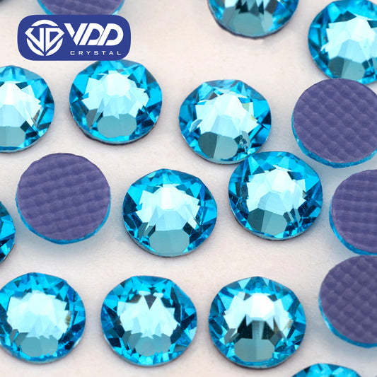 VDD 027 Aquamarine SS16-SS30 High Quality Hot-Fix Glass 2088 Rhinestones Crystal Flatback 8 Big 8 Small DIY Clothes Decoration