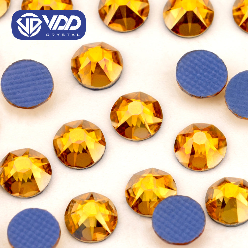 VDD 227 Amber Shimmer SS16-SS30 High Quality Hot-Fix Glass 2088 Rhinestones Crystal Flatback 8 Big 8 Small DIY Clothes Decoration