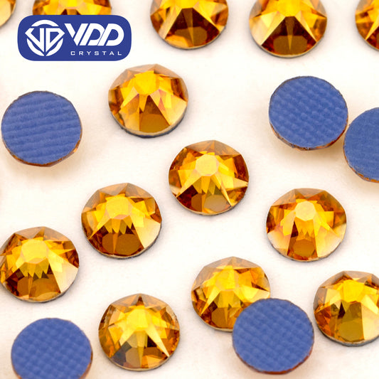 VDD 227 Amber Shimmer SS16-SS30 High Quality Hot-Fix Glass 2088 Rhinestones Crystal Flatback 8 Big 8 Small DIY Clothes Decoration