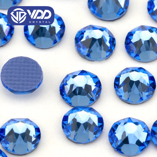 VDD 028 Lt.Sapphire SS16-SS30 High Quality Hot-Fix Glass 2088 Rhinestones Crystal Flatback 8 Big 8 Small DIY Clothes Decoration