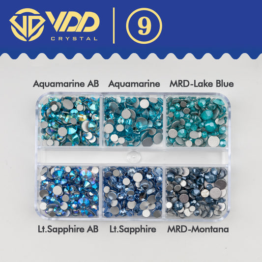 VDD DC-09 SS6-SS20 Mix Size 6 Grid Box Glass Rhinestones Crystal Flatback Glitter Stones For Nail Art Accessorie DIY Crafts Decoration