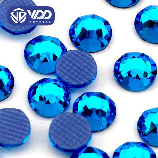VDD 029 Capri Blue SS16-SS30 High Quality Hot-Fix Glass 2088 Rhinestones Crystal Flatback 8 Big 8 Small DIY Clothes Decoration
