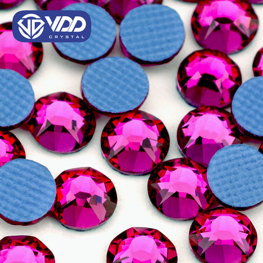 VDD 042 Fuchsia SS16-SS30 High Quality Hot-Fix Glass 2088 Rhinestones Crystal Flatback 8 Big 8 Small DIY Clothes Decoration