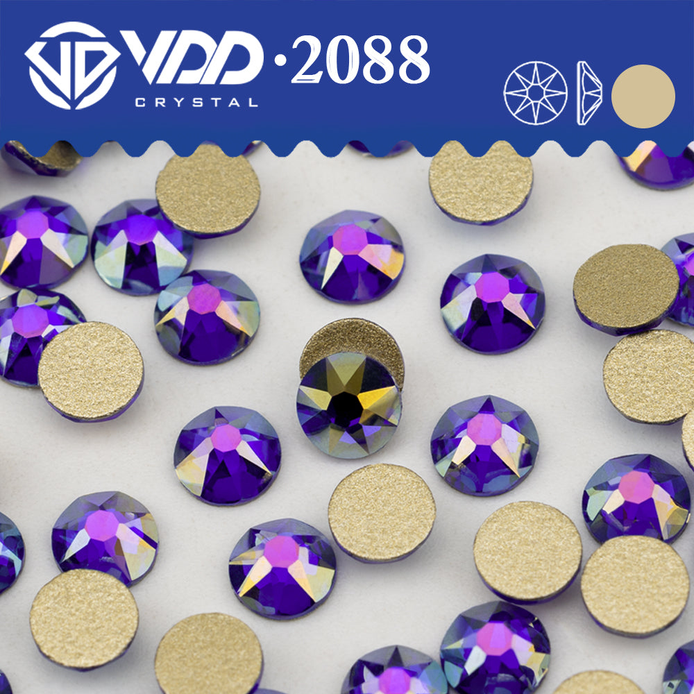 VDD 372 GAB-Sapphire 2088 Non-hotfix Rhinestones High Quality AAAAA 8 Big 8 Small Glass Crystal Flatback Strass Stones BD888-372