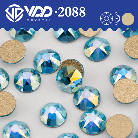 VDD 371 GAB-Aquamarine 2088 Non-hotfix Rhinestones High Quality AAAAA 8 Big 8 Small Glass Crystal Flatback Strass Stones BD888-371