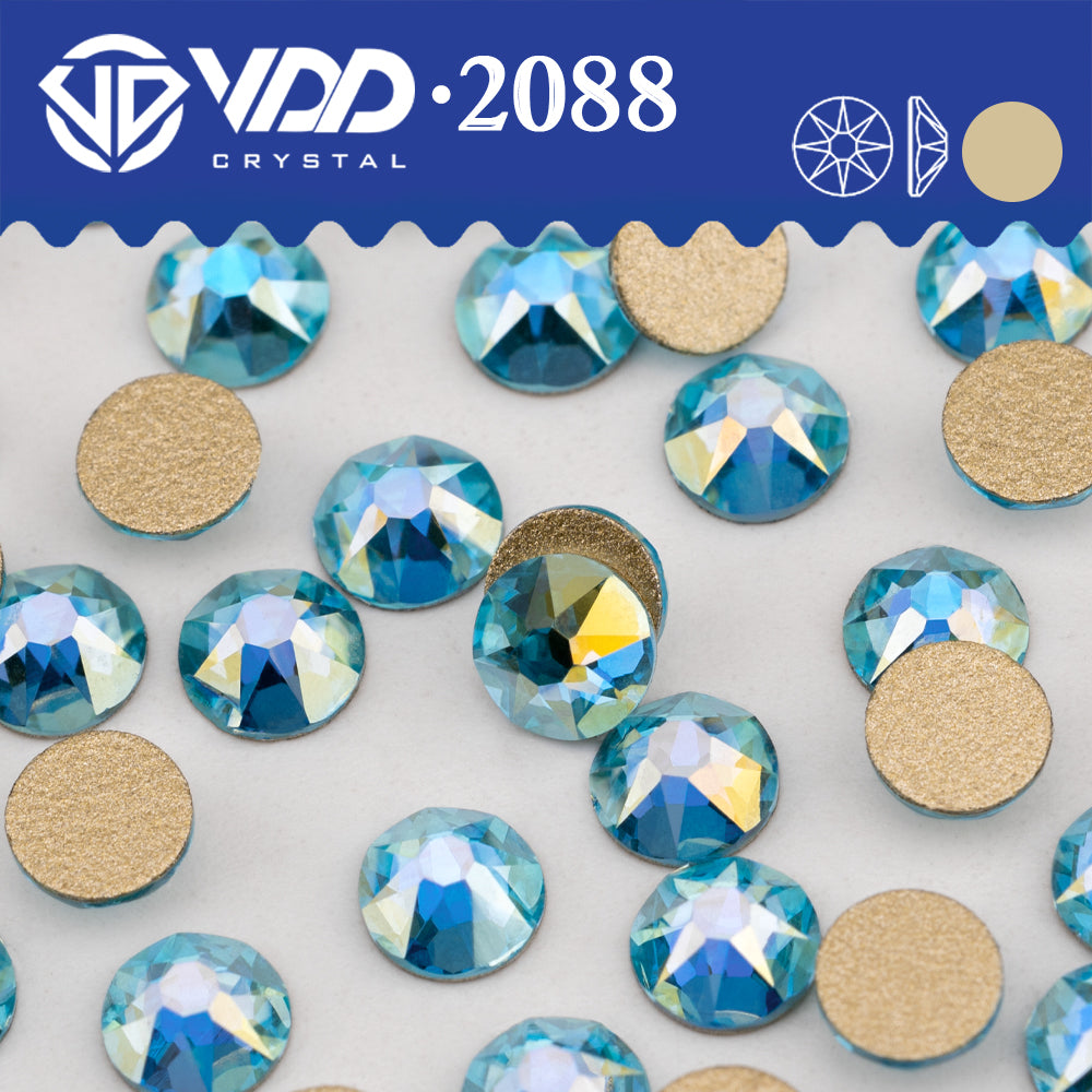VDD 371 GAB-Aquamarine 2088 Non-hotfix Rhinestones High Quality AAAAA 8 Big 8 Small Glass Crystal Flatback Strass Stones BD888-371